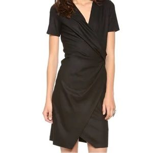 Helmut Lang black wool wrap dress